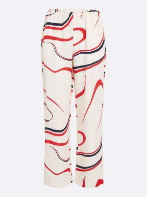 pantaloni larghi relaxed fit con stampa bianco da donne tommy hilfiger