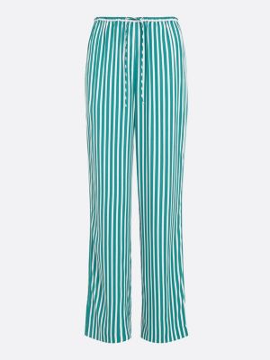 pantaloni relaxed fit larghi a righe verde da donne tommy hilfiger