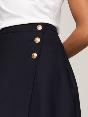 Gold Button Wrap Midi Skirt Blue Tommy Hilfiger