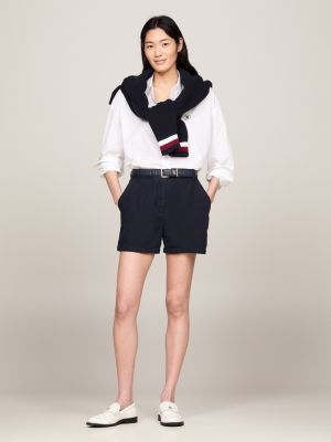 blue straight leg fit chino-shorts für damen - tommy hilfiger