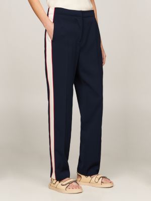 Logo Waistband Slim Fit Trousers | Blue | Tommy Hilfiger