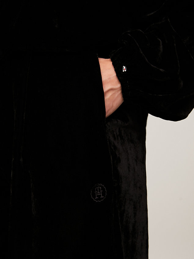 black tommy hilfiger x festive velvet flare trousers for women tommy hilfiger