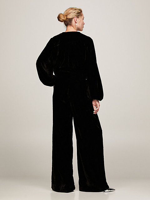 black aksamitne spodnie tommy hilfiger × festive dla kobiety - tommy hilfiger