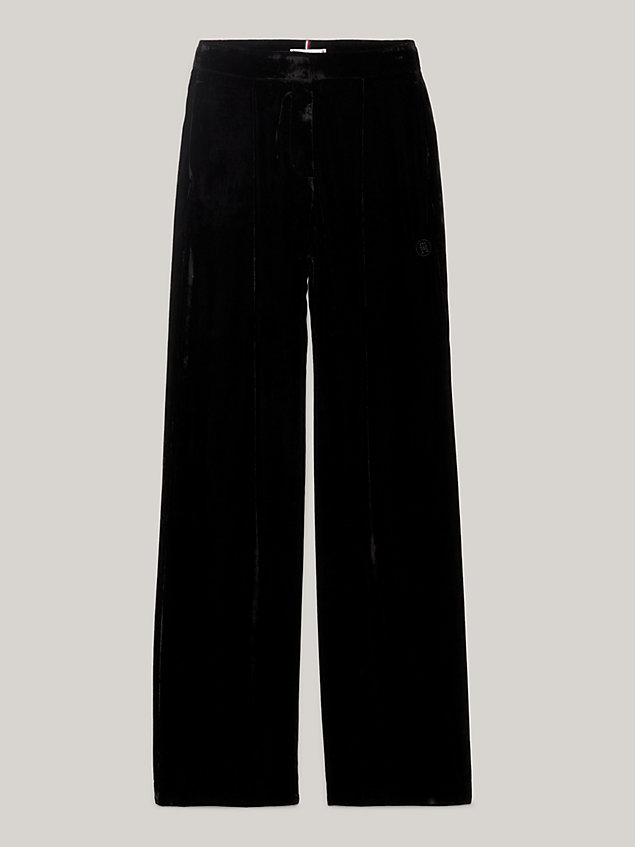 black tommy hilfiger x festive broek van fluweel voor dames - tommy hilfiger