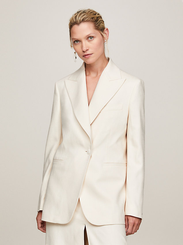white tommy hilfiger x festive tailored blazer for women tommy hilfiger
