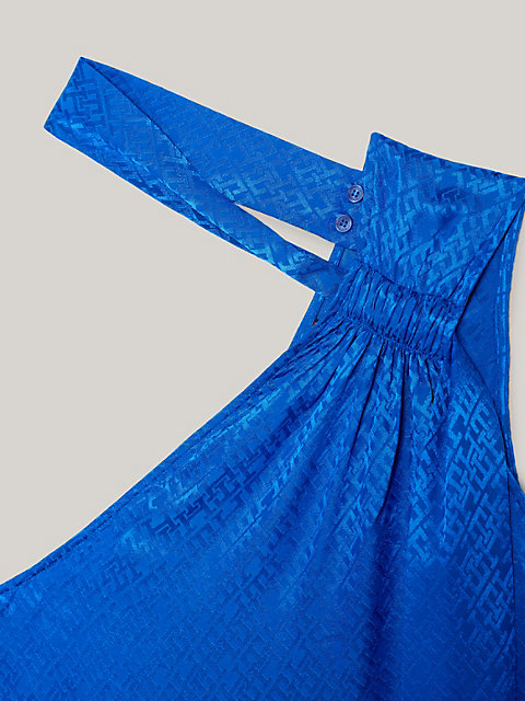 blue tommy hilfiger x festive kleid aus th-monogramm-jacquard für damen - tommy hilfiger
