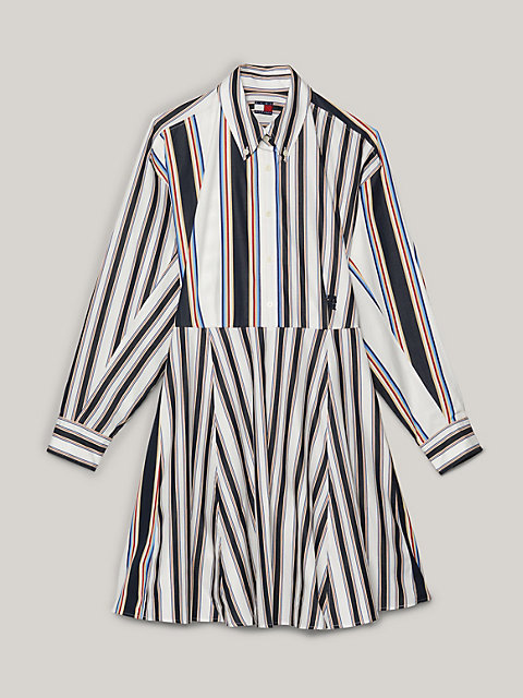 white tommy x clot stripe shirt dress for women tommy hilfiger