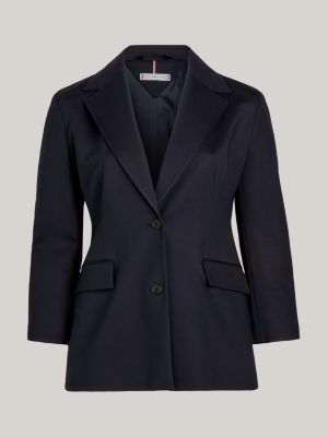 blue curve single breasted slim fit blazer for women tommy hilfiger