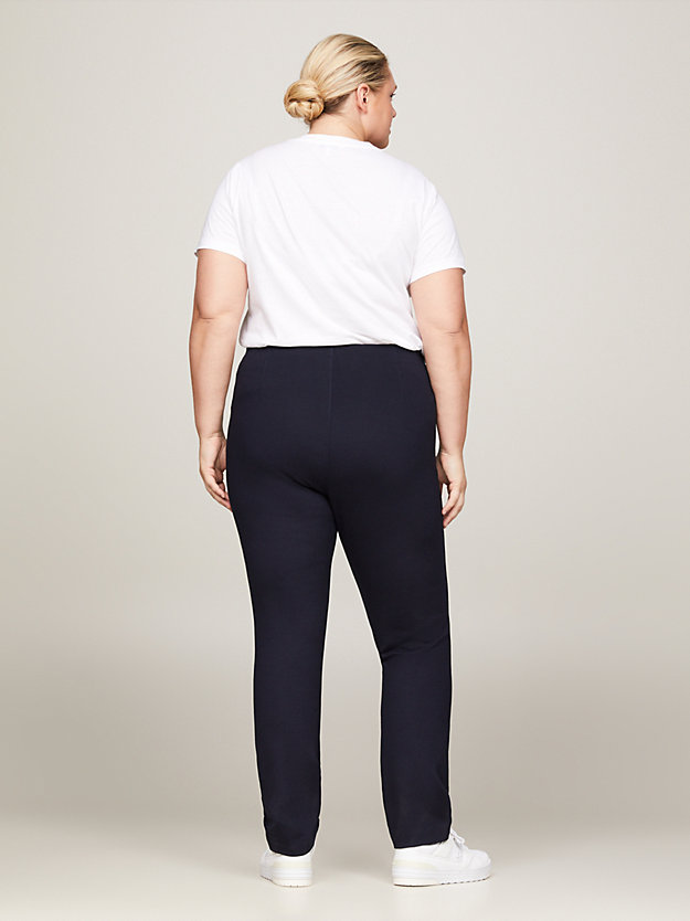 blue curve elevated slim fit knit trousers for women tommy hilfiger