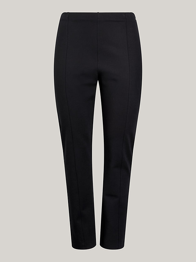 blue curve elevated slim fit knit trousers for women tommy hilfiger