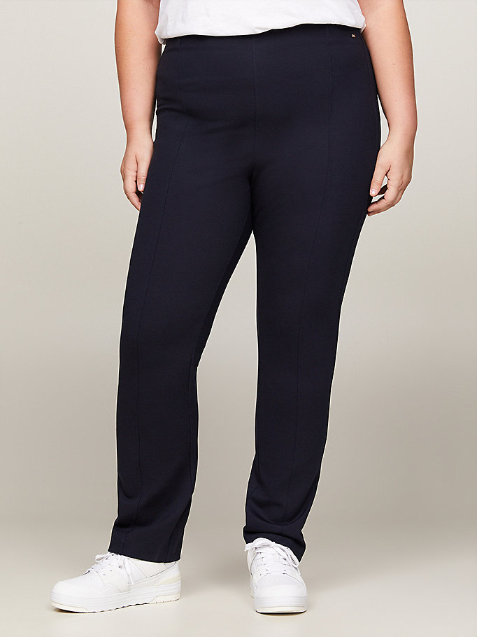 Curve Elevated Slim Fit Knit Trousers | Blue | Tommy Hilfiger