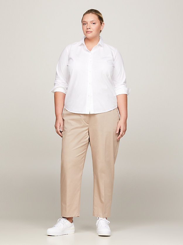 wit curve essential regular fit overhemd voor dames - tommy hilfiger