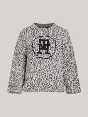 Curve TH Monogram Textured Oversized Jumper | Black | Tommy Hilfiger