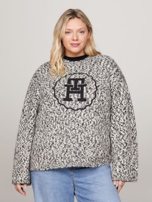 Curve oversized trui met monogram Zwart Tommy Hilfiger