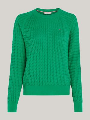 Curve kabelgebreide relaxed fit trui Groen Tommy Hilfiger