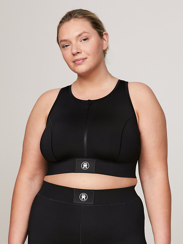 black curve sport zip medium support bra for women tommy hilfiger