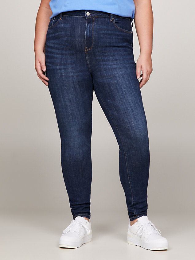 denim curve harlem skinny jeans mit hohem bund für damen - tommy hilfiger