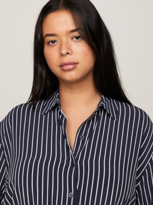 blue curve knielanges hemdkleid aus krepp für damen - tommy hilfiger