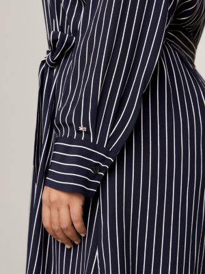 Crepe Knee Tommy Shirt | Dress Curve Belted Hilfiger | Length Blue