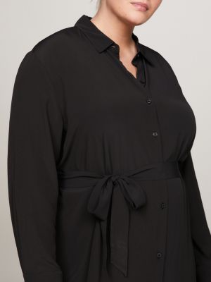 black curve knielanges hemdkleid aus krepp für damen - tommy hilfiger