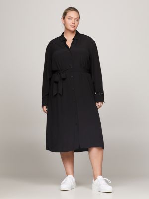 Women's Long-Sleeve Crepe Shirt Dress