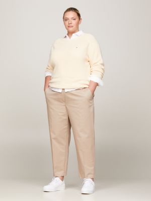 beige curve slim fit straight chinos for women tommy hilfiger