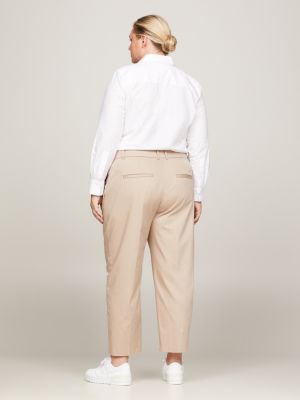 beige curve slim straight fit chinos für damen - tommy hilfiger