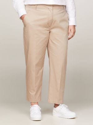 pantalón chino recto curve de corte slim beige de mujeres tommy hilfiger