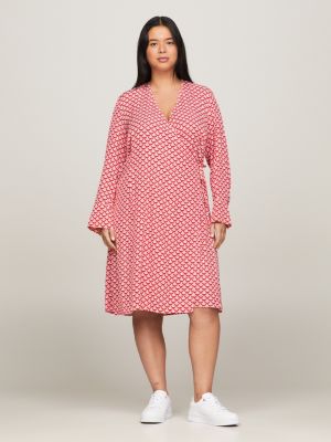 Tommy Long Midi Leopard | Curve Beige Sleeve Hilfiger Print Dress |