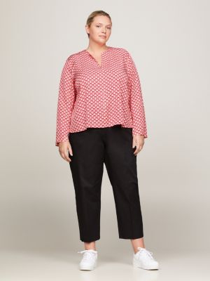 red curve relaxed fit bluse mit geo-print für damen - tommy hilfiger