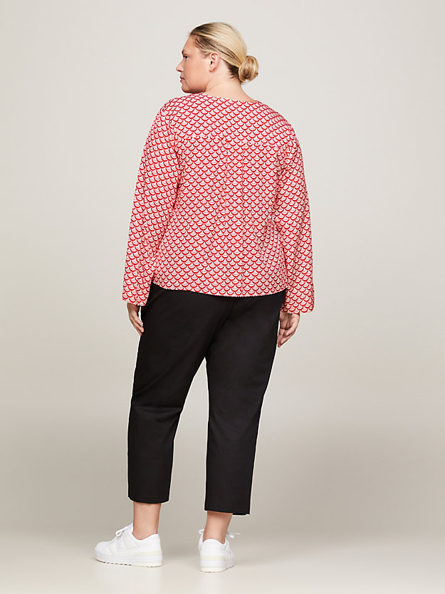 rood curve relaxed fit blouse met print voor dames - tommy hilfiger
