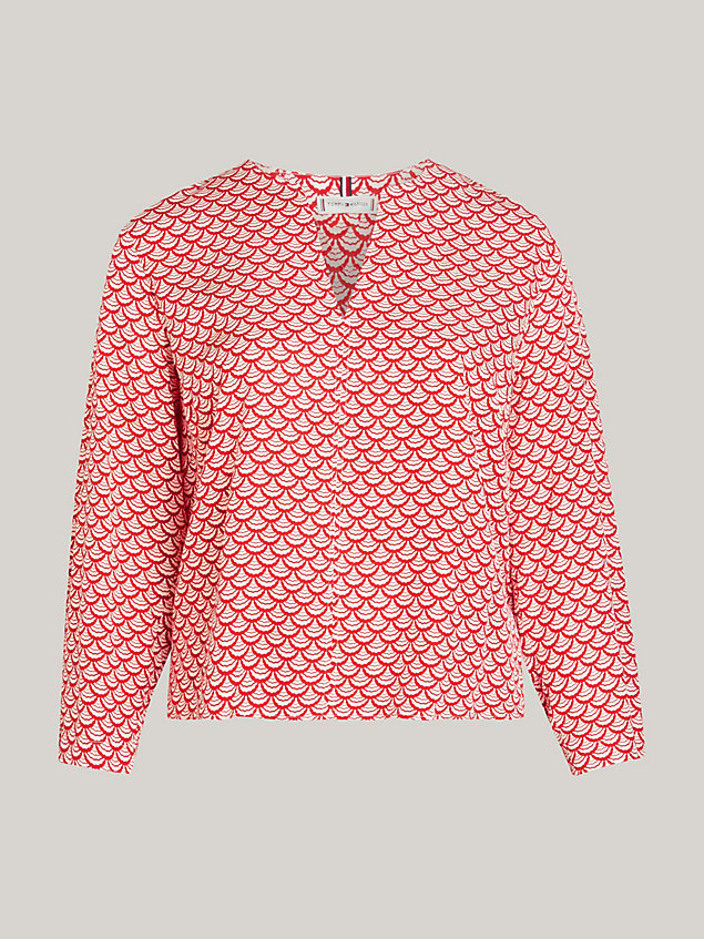 red curve geometric print relaxed fit blouse for women tommy hilfiger