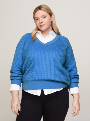 Curve Cable Knit Relaxed Jumper | Blue | Tommy Hilfiger