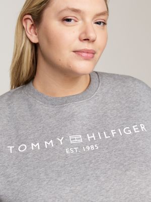 felpa curve con logo grafico grigio da donne tommy hilfiger