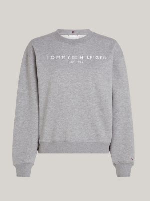 felpa curve con logo grafico grigio da donne tommy hilfiger