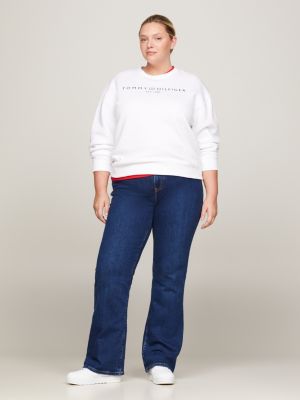 white curve sweatshirt mit logo-grafik für damen - tommy hilfiger
