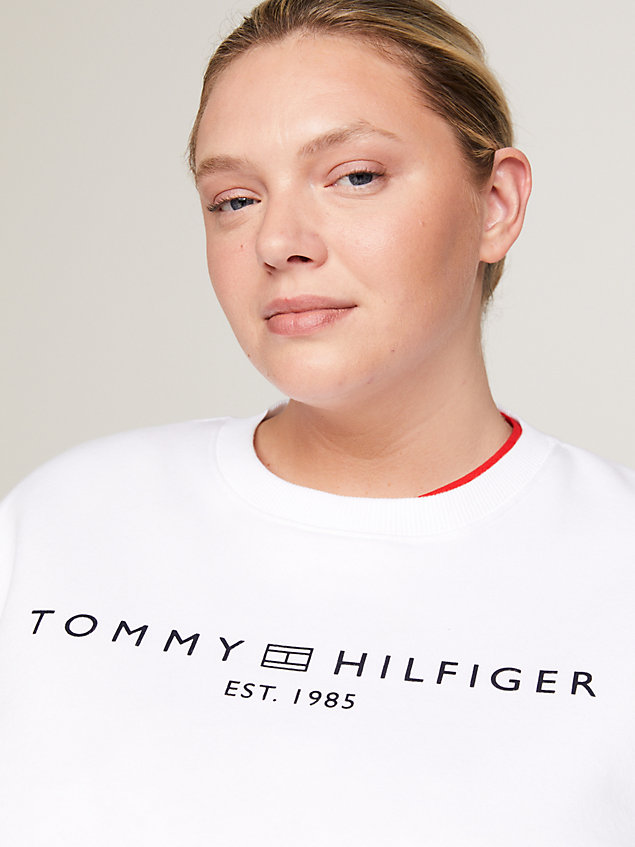 white curve modern sweatshirt met signature-logo voor dames - tommy hilfiger
