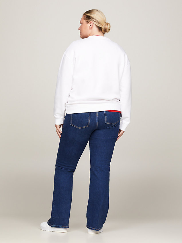 white curve modern sweatshirt met signature-logo voor dames - tommy hilfiger