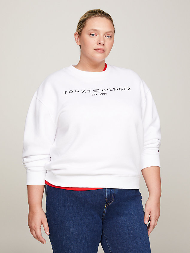 white curve modern signature sweatshirt mit logo für damen - tommy hilfiger