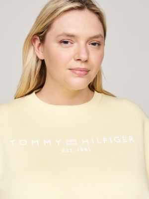 felpa curve con logo grafico giallo da donne tommy hilfiger