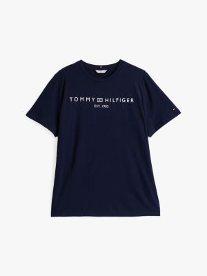 blau curve t-shirt mit rundhalsausschnitt für damen - tommy hilfiger