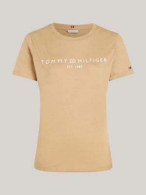 khaki curve crew neck t-shirt for women tommy hilfiger