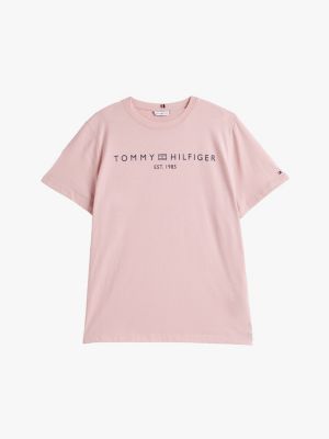 pink curve crew neck t-shirt for women tommy hilfiger