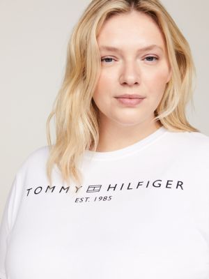 white curve crew neck t-shirt for women tommy hilfiger
