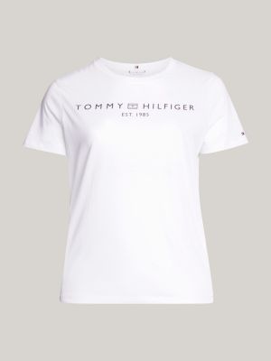 white curve crew neck t-shirt for women tommy hilfiger