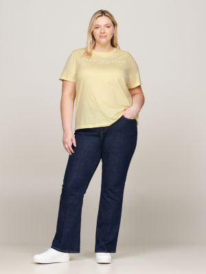 t-shirt curve giallo da donne tommy hilfiger