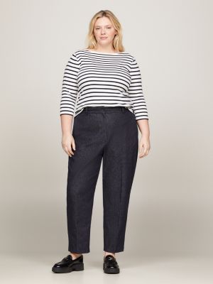 white curve t-shirt mit dreiviertel-ärmeln für damen - tommy hilfiger