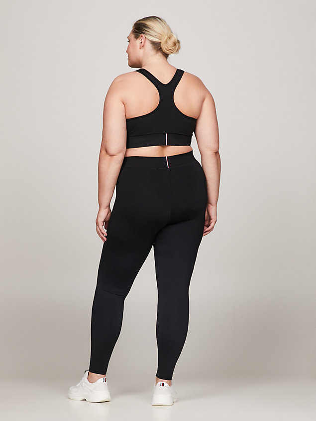 black curve sport bonded waistband 7/8 length leggings for women tommy hilfiger