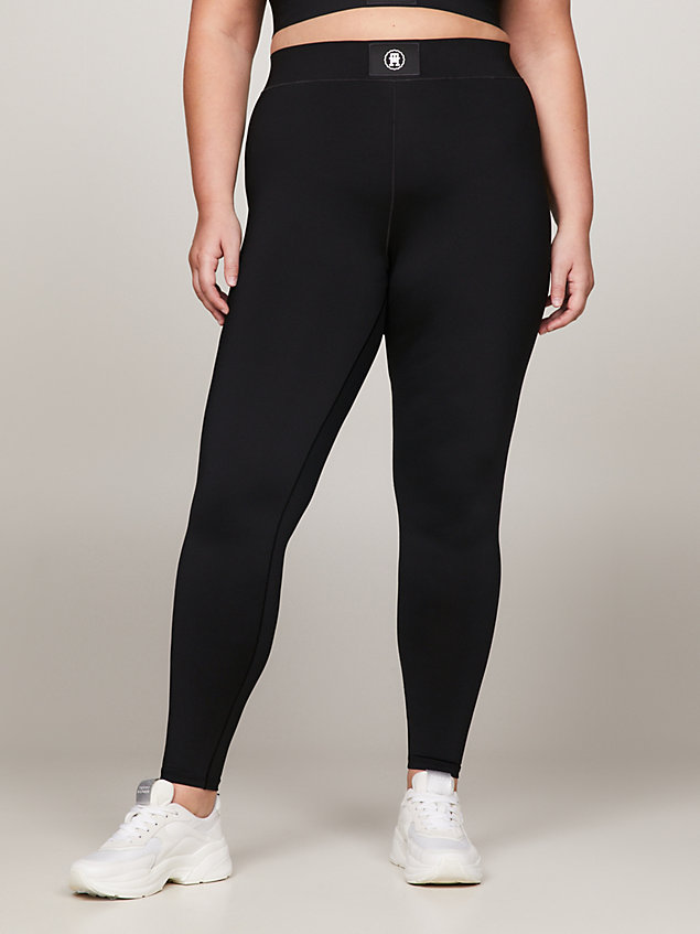 black curve sport bonded waistband 7/8 length leggings for women tommy hilfiger