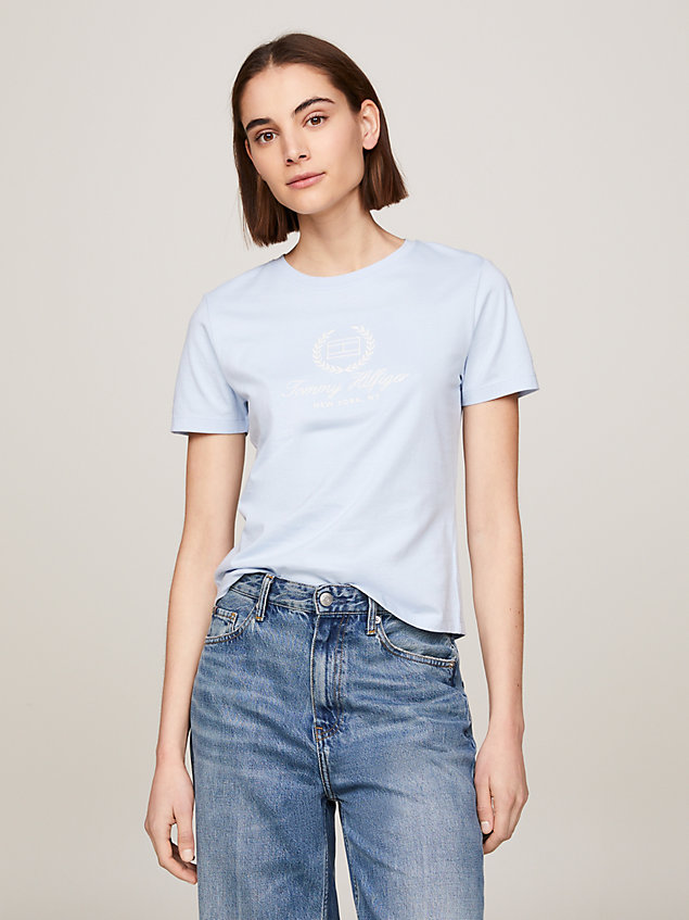 t-shirt slim fit con logo blue da donne tommy hilfiger